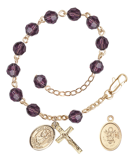 Saint Christopher Army Rosary Bracelet, 6mm Austrian Crystal