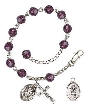 Saint Christopher Army Rosary Bracelet, 6mm Austrian Crystal