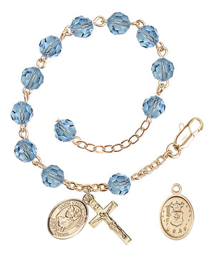 Saint Christopher Air Force Rosary Bracelet, 6mm Austrian Crystal