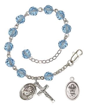 Saint Christopher Army Rosary Bracelet, 6mm Austrian Crystal