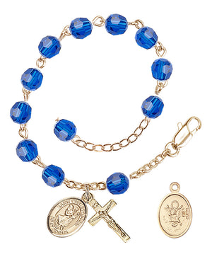 Saint Christopher Army Rosary Bracelet, 6mm Austrian Crystal