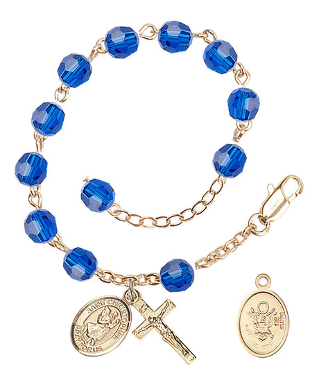 Saint Christopher Army Rosary Bracelet, 6mm Austrian Crystal