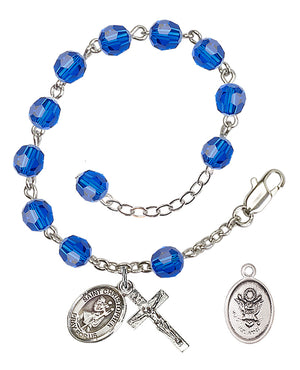 Saint Christopher Army Rosary Bracelet, 6mm Austrian Crystal