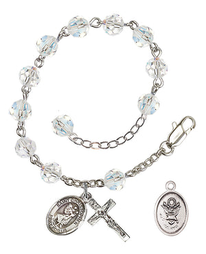 Saint Christopher Army Rosary Bracelet, 6mm Austrian Crystal