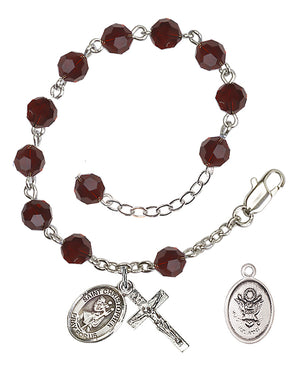 Saint Christopher Army Rosary Bracelet, 6mm Austrian Crystal