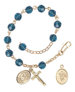 Saint Christopher Army Rosary Bracelet, 6mm Austrian Crystal