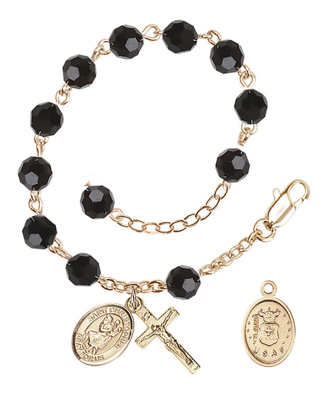 Saint Christopher Air Force Rosary Bracelet, 6mm Austrian Crystal