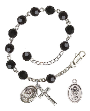 Saint Christopher Army Rosary Bracelet, 6mm Austrian Crystal