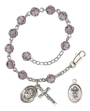 Saint Christopher Army Rosary Bracelet, 6mm Austrian Crystal