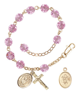 Saint Christopher Army Rosary Bracelet, 6mm Austrian Crystal