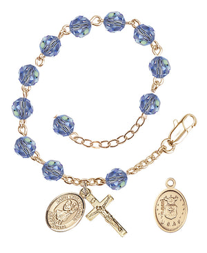 Saint Christopher Air Force Rosary Bracelet, 6mm Austrian Crystal