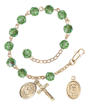 Saint Christopher Air Force Rosary Bracelet, 6mm Austrian Crystal