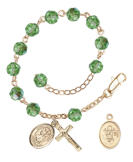 Saint Christopher Army Rosary Bracelet, 6mm Austrian Crystal