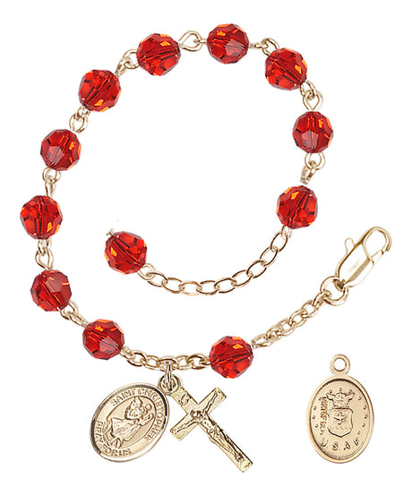 Saint Christopher Air Force Rosary Bracelet, 6mm Austrian Crystal