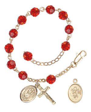 Saint Christopher Army Rosary Bracelet, 6mm Austrian Crystal