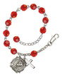 Saint Florian Rosary Bracelet - Silver Plate - July - Ruby