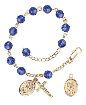 Saint Christopher Air Force Rosary Bracelet, 6mm Austrian Crystal