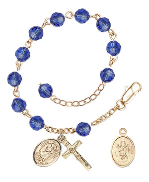 Saint Christopher Army Rosary Bracelet, 6mm Austrian Crystal