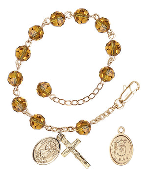 Saint Christopher Air Force Rosary Bracelet, 6mm Austrian Crystal