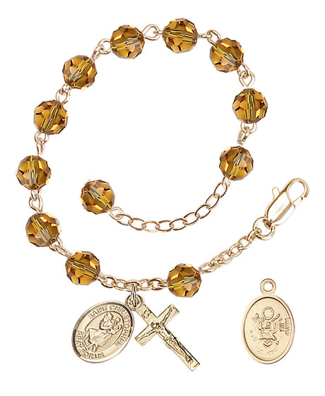 Saint Christopher Army Rosary Bracelet, 6mm Austrian Crystal