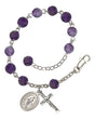 Miraculous Medal Semi-Precious Stone Rosary Bracelet - Silver Plate - Amethyst