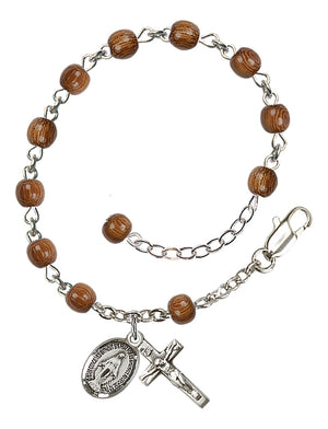 4mm Wood Bead Miraculous Rosary Bracelet RB0940 - Sterling Silver