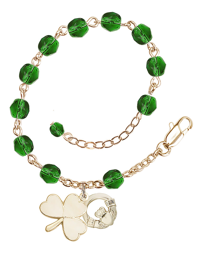 Claddagh Rosary Bracelet - Gold Plate