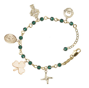Irish Charm Bracelet - Gold Plate - Emerald