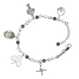 Irish Charm Bracelet - Silver Plate - Emerald and Pearl