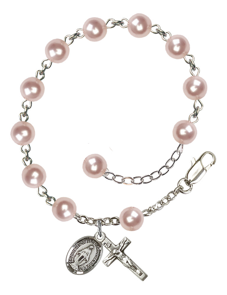 Pearl and Crystal Miraculous Rosary Bracelet - Sterling Silver - Rosaline Pearl