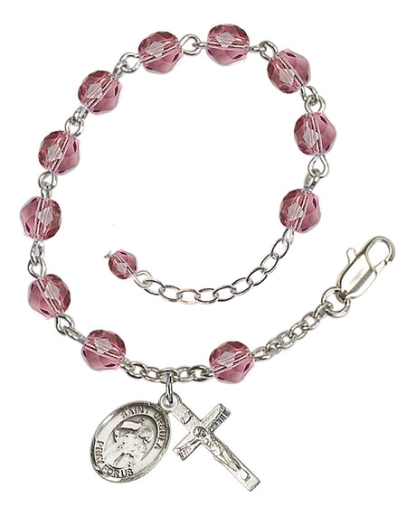 Saint Ursula Rosary Bracelet - Silver Plate - February - Amethyst
