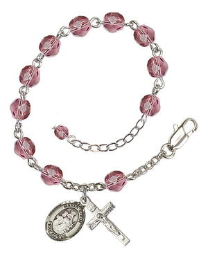 Maria Stein Rosary Bracelet - Silver Plate - February - Amethyst