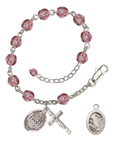 Saint Cecilia Choir Rosary Bracelet - Silver Plate - February - Amethyst