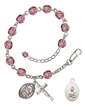 Saint Kateri Equestrian Rosary Bracelet - Silver Plate - February - Amethyst