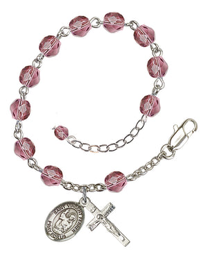 Saint Vincent Ferrer Rosary Bracelet - Silver Plate - February - Amethyst