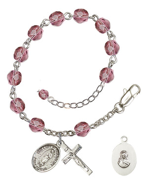 Our Lady of Guadalupe Rosary Bracelet - Silver Plate - February - Amethyst