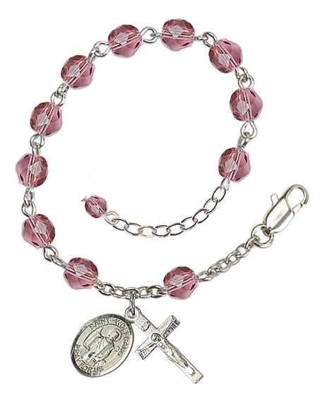 Saint Wolfgang Rosary Bracelet - Silver Plate - February - Amethyst
