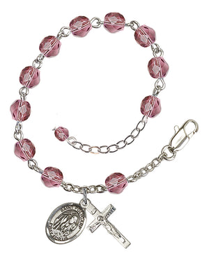 Saint Polycarp of Smyrna Rosary Bracelet - Silver Plate - February - Amethyst