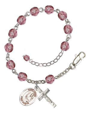 Saint Regis Rosary Bracelet - Silver Plate - February - Amethyst