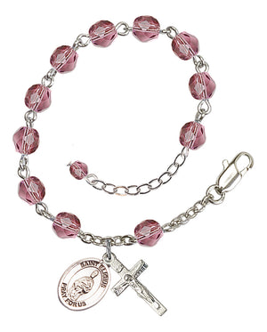 Saint Eligius Rosary Bracelet - Silver Plate - February - Amethyst