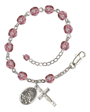 Our Lady of Precious Blood Rosary Bracelet - Silver Plate - February - Amethyst