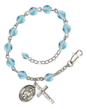 Our Lady of Hope Rosary Bracelet - Silver Plate - March - Aqua