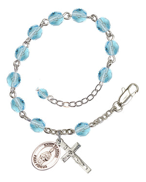 Saint Eligius Rosary Bracelet - Silver Plate - March - Aqua