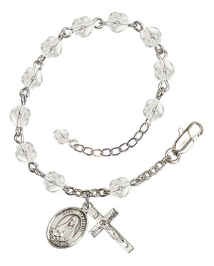 Saint Martha Rosary Bracelet - Silver Plate - April - Crystal