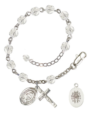 Miraculous Rosary Bracelet - Silver Plate - April - Crystal