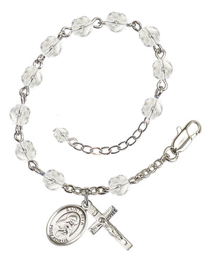 Saint Rita of Cascia Rosary Bracelet - Silver Plate - April - Crystal