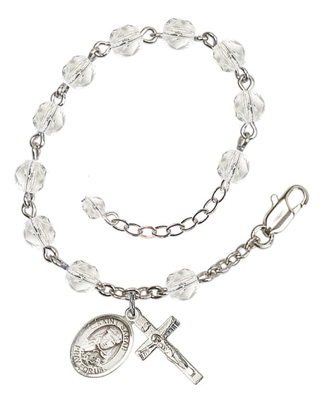 Saint Sarah Rosary Bracelet - Silver Plate - April - Crystal