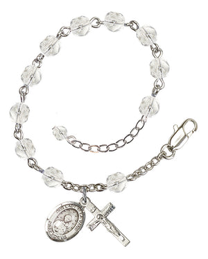 Our Lady of la Vang Rosary Bracelet - Silver Plate - April - Crystal