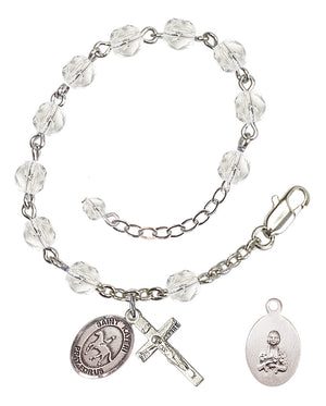 Saint Kateri Equestrian Rosary Bracelet - Silver Plate - April - Crystal