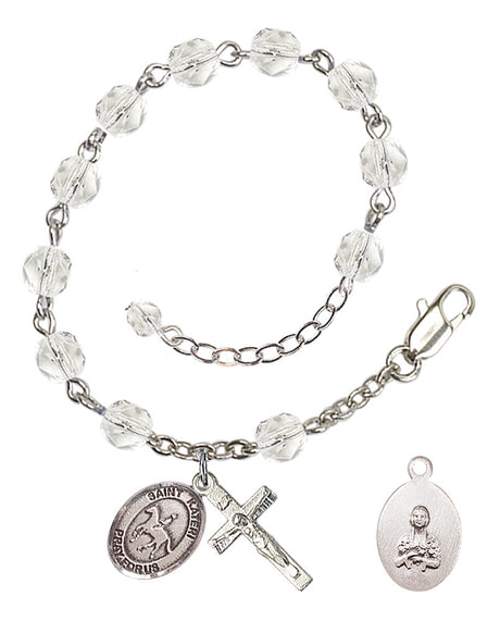 Saint Kateri Equestrian Rosary Bracelet - Silver Plate - April - Crystal